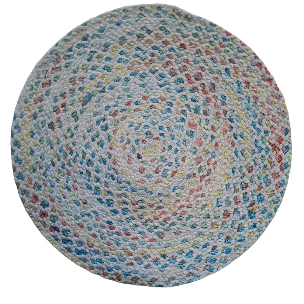 Round Placemats Set of 4 Braided Place Mats 14 inch Pastels Beach Breakfast